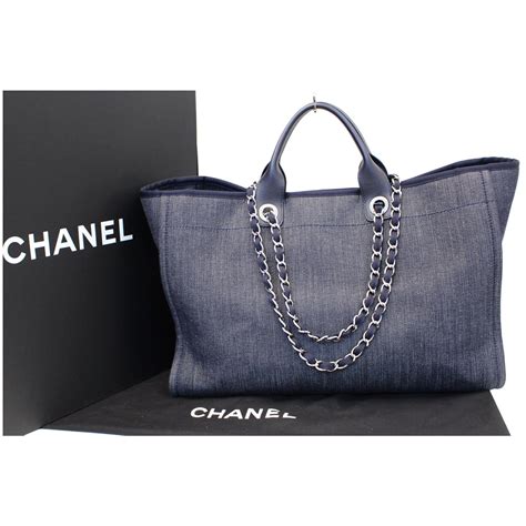 chanel olsen handbag blue|Chanel denim shopping bags.